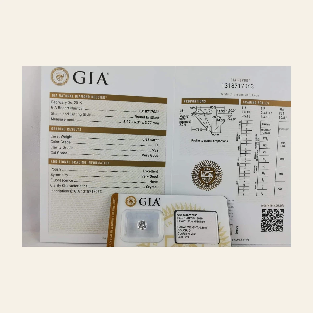 Diamant GIA 0,89 Carat VS2 VG