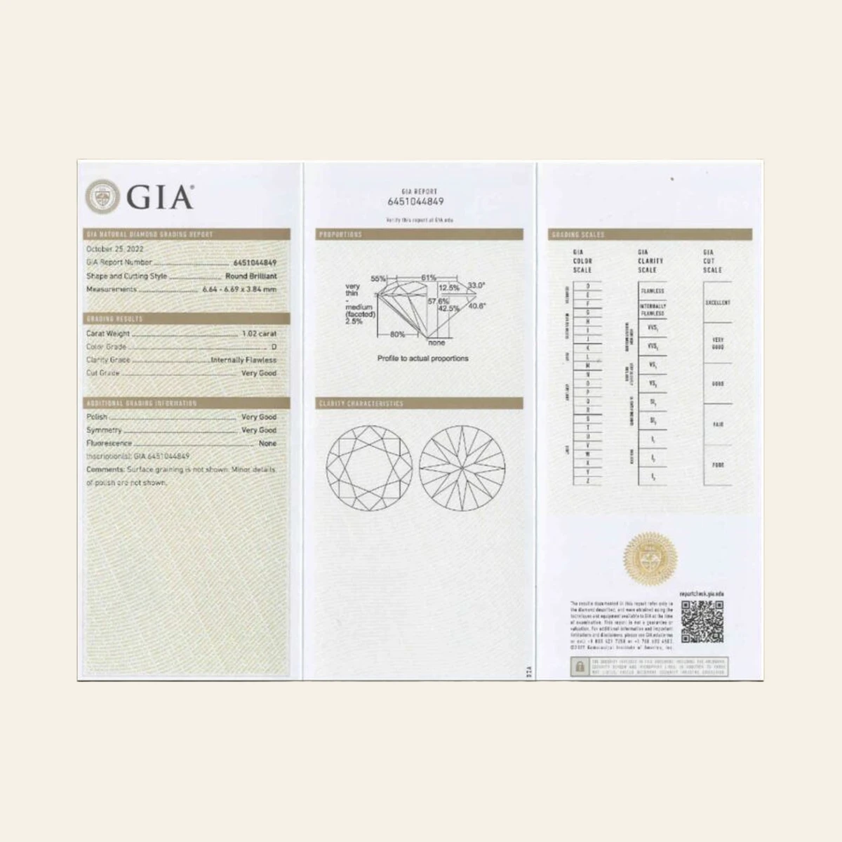 Diamant GIA 1.02 cts DIF