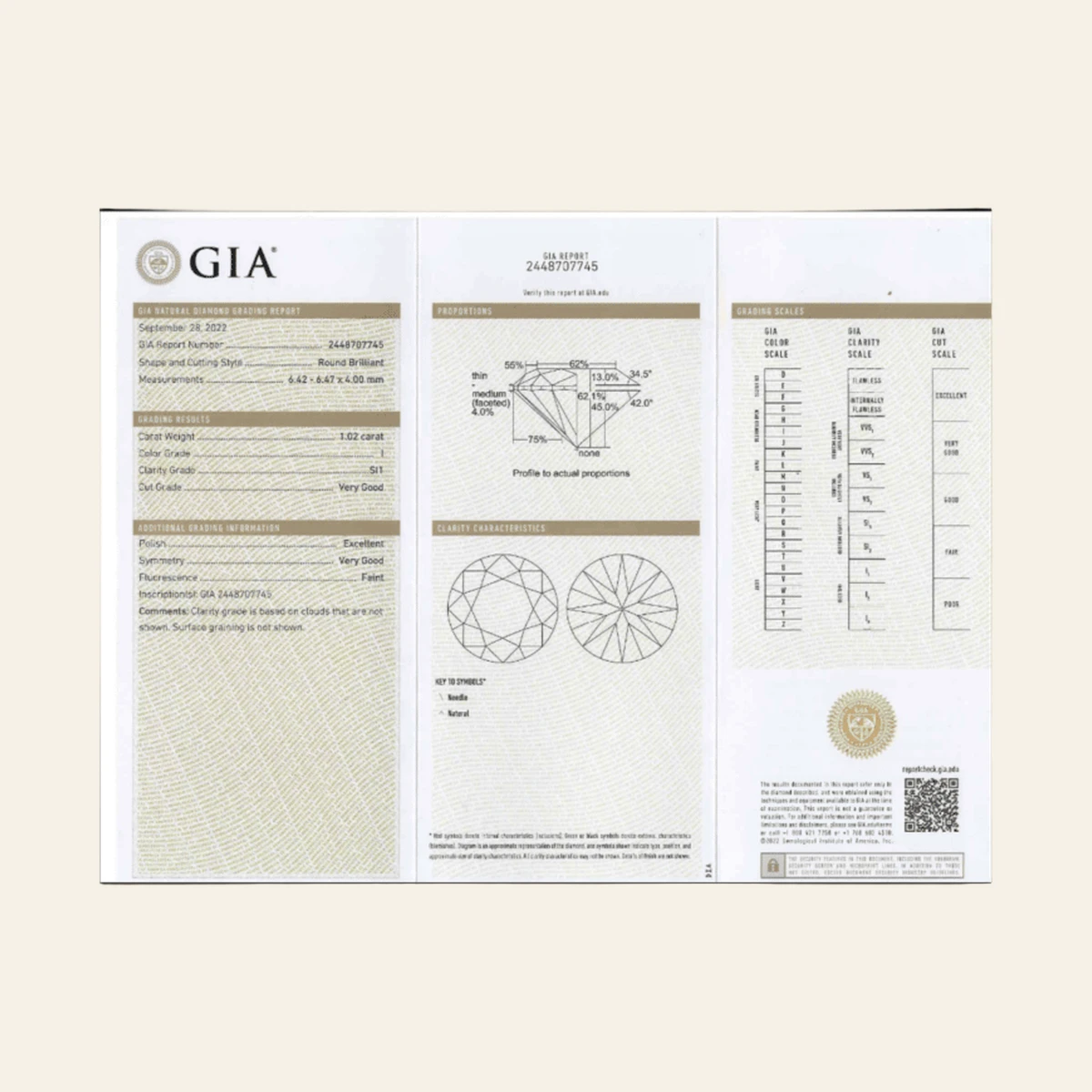 Diamant GIA 1.02 cts ISI1