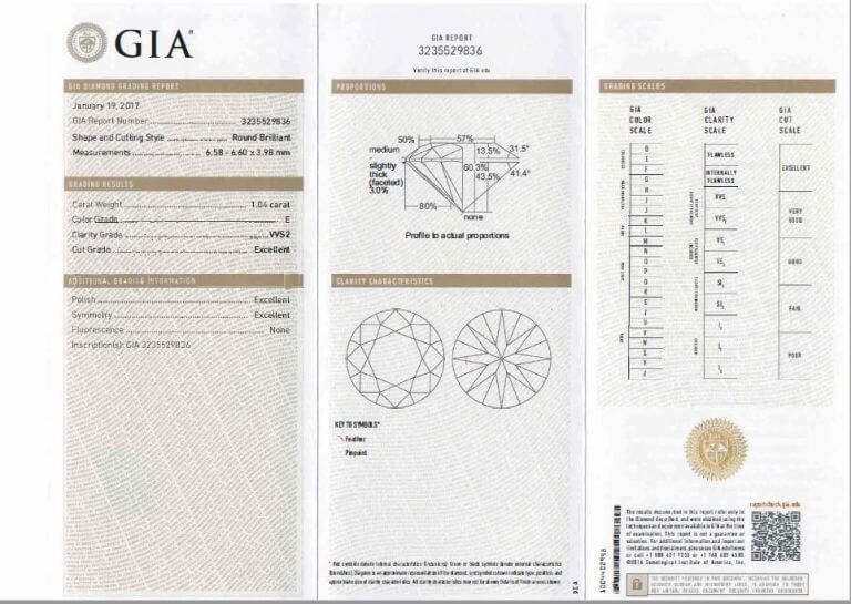 Diamantaires Paris 💍 - N°1 Rachat de diamants et Rachat bijoux anciens. 46 DIAMANT GIA 1.04 CTS E VVS2