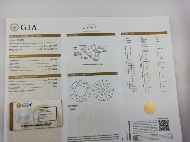 Diamantaires Paris 💍 - N°1 Rachat de diamants et Rachat bijoux anciens. 46 1.01 Carat GIA g vvs1 à vendre