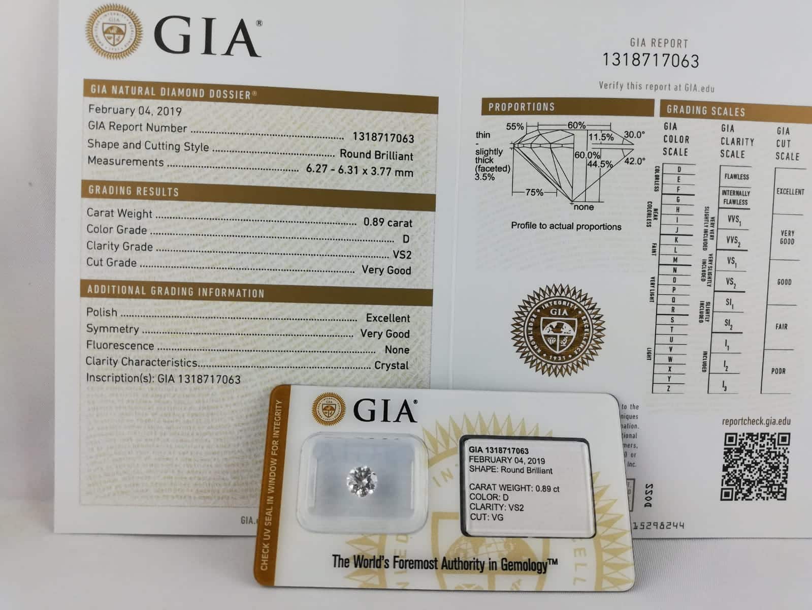 Diamant brut GIA à vendre 0,89 carat VS2 VG